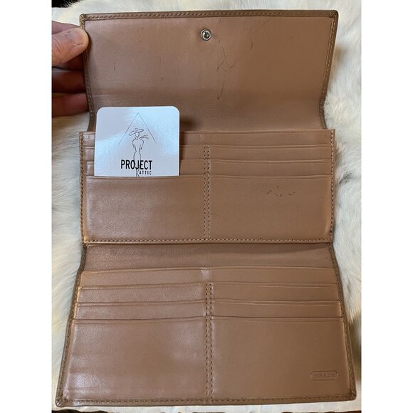 Coach Signature Canvas & Leather Checkbook Wallet With Snap Closure & Zip Pocket - Picture 2 of 10
